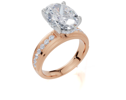 18ct Rose Gold Oval Cut 4.46 Carat tw of Lab-Grown Diamond Ring