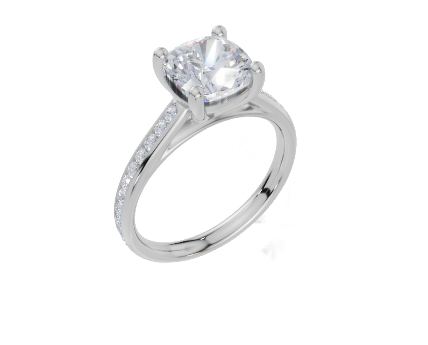 18ct White Gold Cushion Cut 2.33 Carat tw of Diamond Ring
