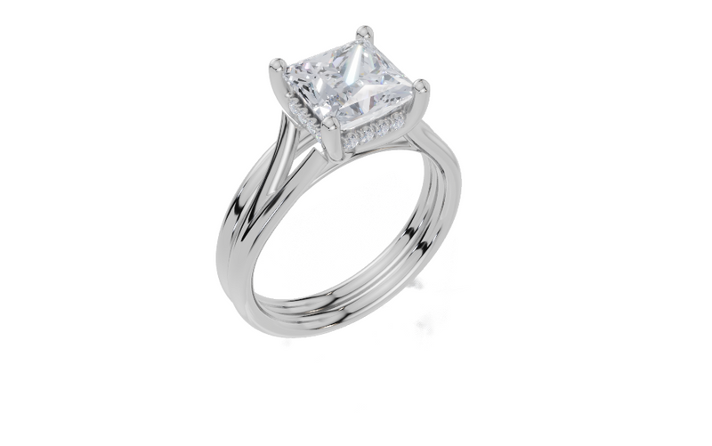 18ct White Gold Princess Cut 2.08 Carat tw of Diamond Ring and 18ct White Gold Band