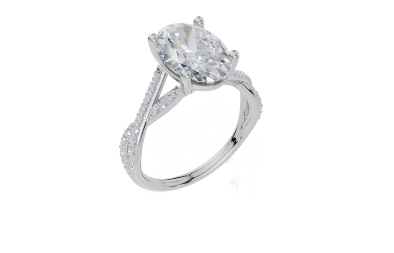 18ct White Gold Oval Cut 3.30 Carat tw of Lab-Grown Diamond Ring