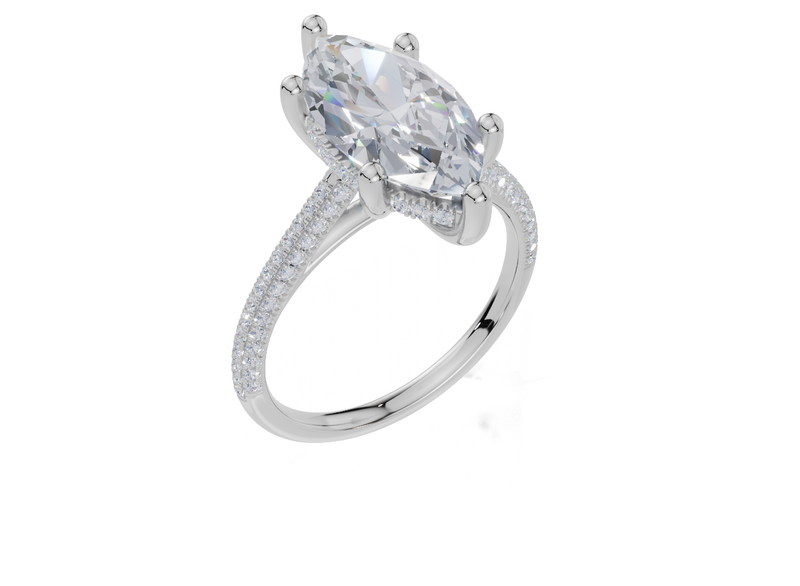 18ct White Gold Marquise Cut 3.43 Carat tw of Lab-Grown Diamond Ring