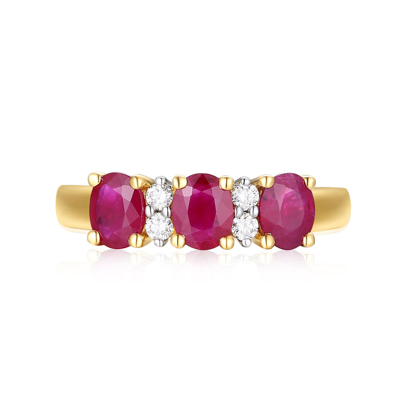 18ct Yellow Gold Oval Cut 5x4mm Natural Ruby Ring
