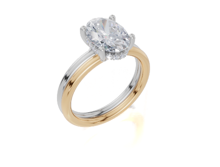 18ct Yellow Gold Oval Cut 2.09 Carat tw of Lab-Grown Diamond Ring and 18ct White Gold Lab-Grown Band