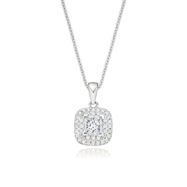 Forevermark 18ct White Gold Princess & Round Cut 0.40 Carat tw Diamond Pendant