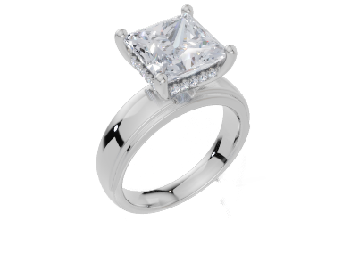 18ct White Gold Princess Cut 4.10 Carat tw of Diamond Ring