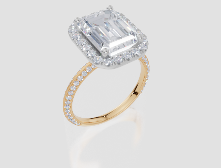 18ct Yellow Gold Emerald Cut 4.67 Carat tw of Diamond Ring