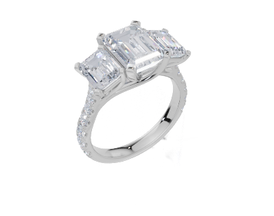 18ct White Gold Emerald Cut 3.94 Carat tw of Lab-Grown Diamond Ring