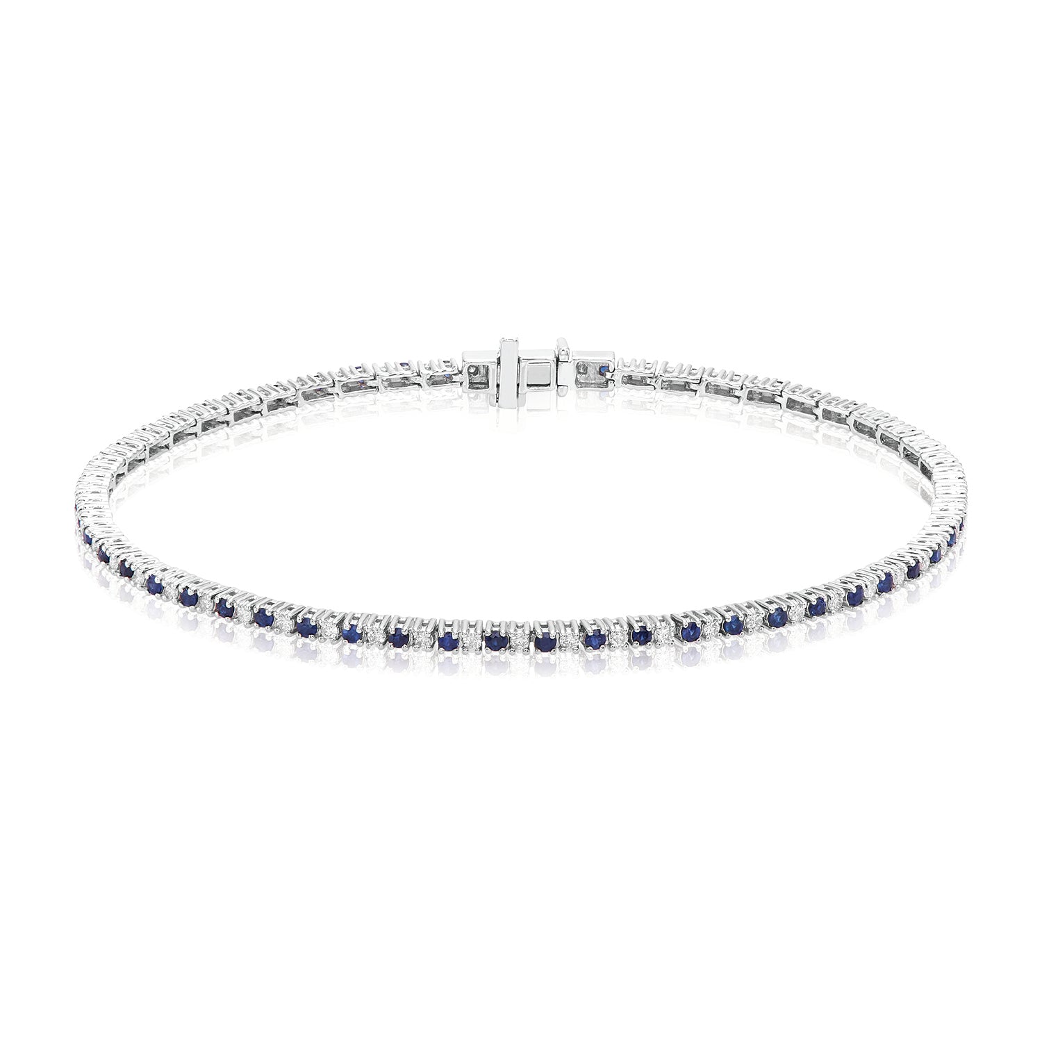 9ct White Gold Round 0.50 Carat tw Sapphire Bracelet