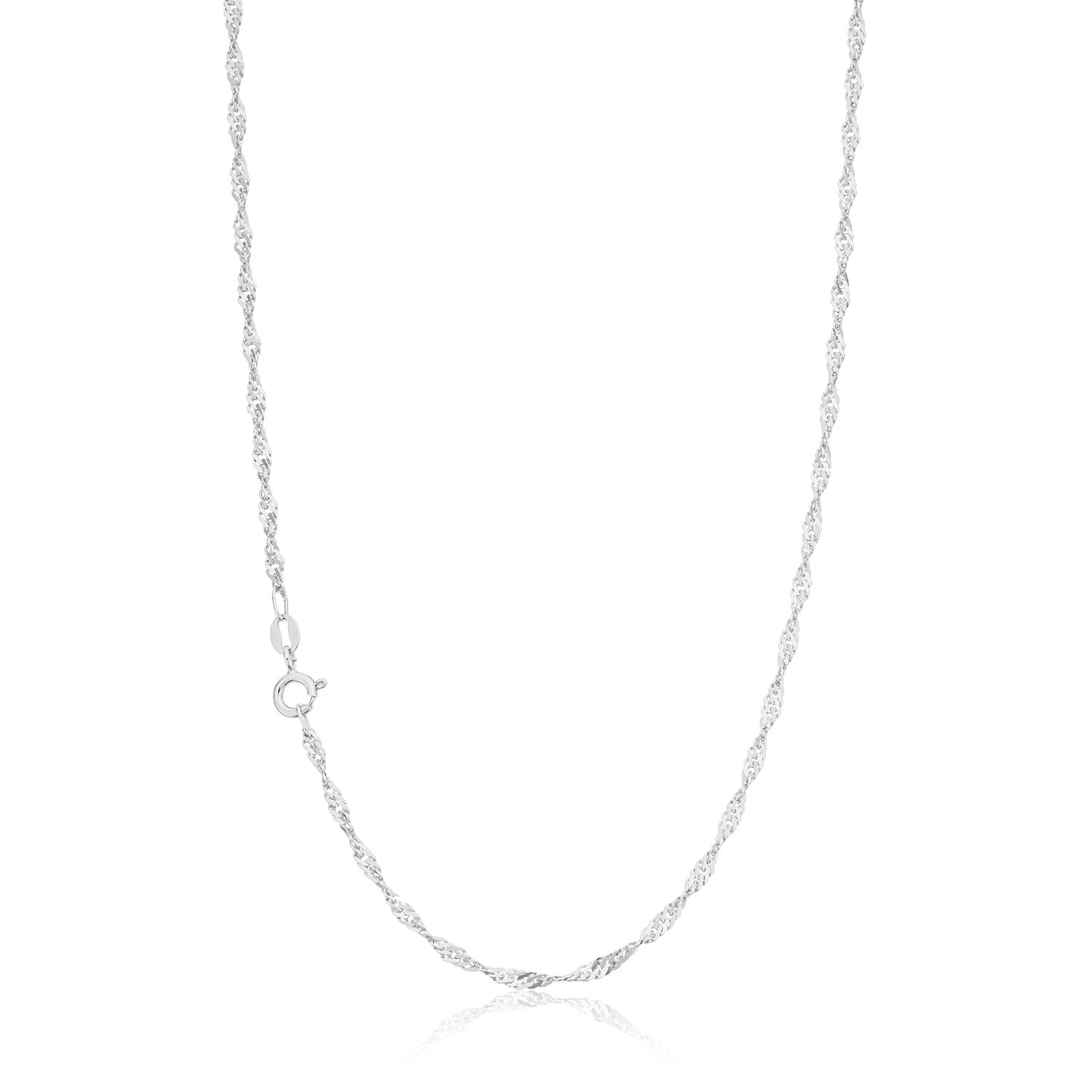 9ct White Gold 40cm 40 Gauge Singapore Chain