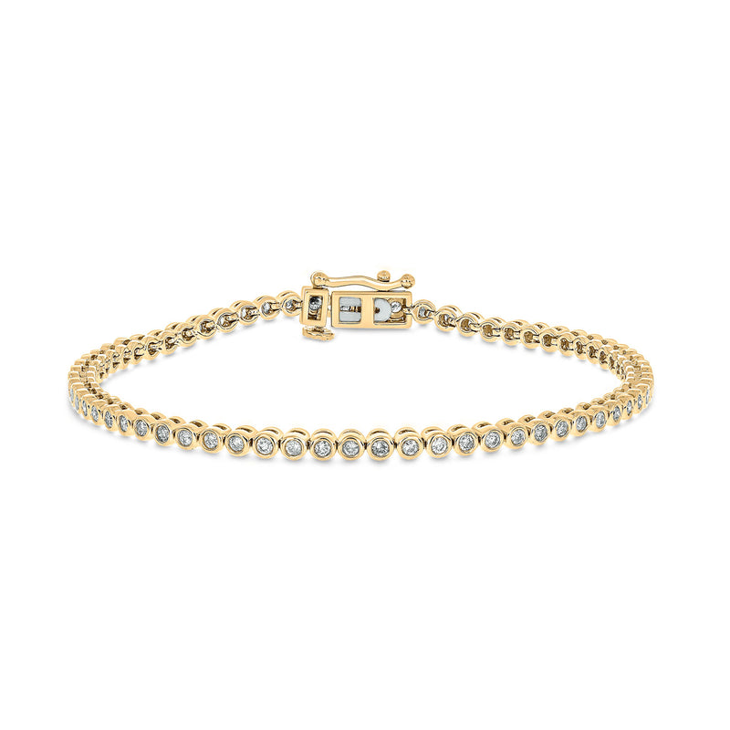 14ct Yellow Gold 0.90 Carat tw Round Brilliant Cut Diamond Bracelet