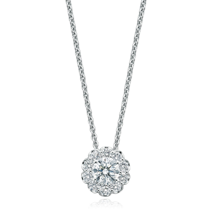 Halo 18ct White Gold Round Brilliant Cut 0.50 ctw Certified Diamond Pendant