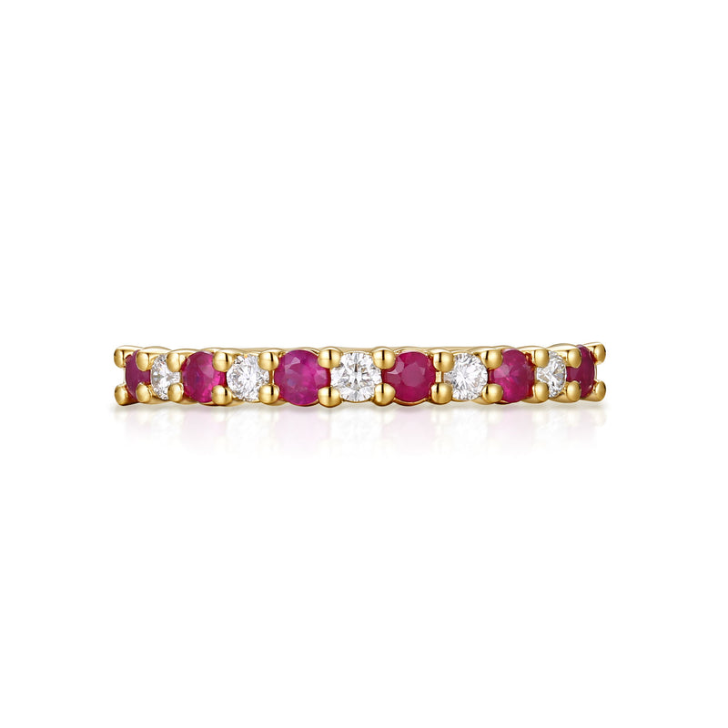 9ct Yellow Gold Round Cut 2.25mm Ruby 0.15 Carat tw Ring
