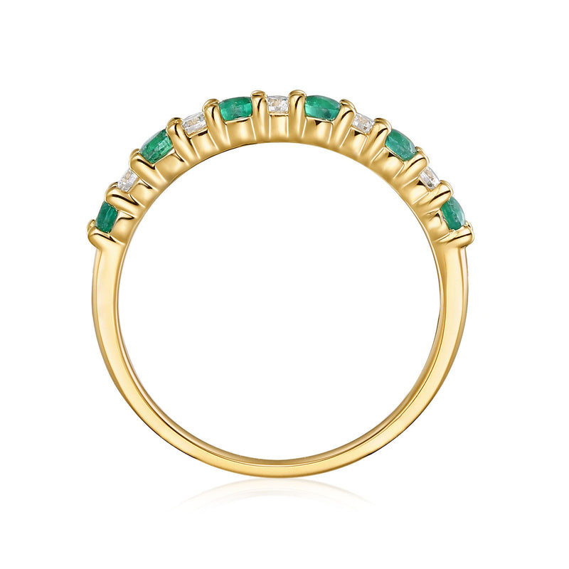 9ct Yellow Gold Round Cut 2.25mm Emerald 0.15 Carat tw Ring