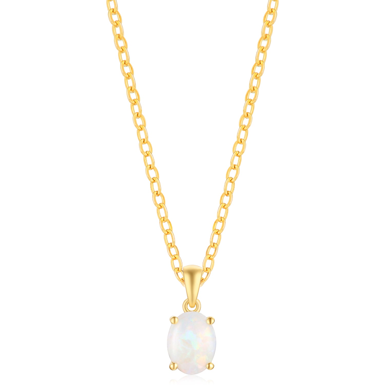 18ct Yellow Gold Oval 9x7mm White Opal Pendant