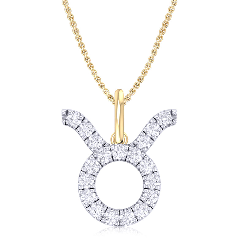 9ct Yellow Gold Round Brilliant Cut 0.15 Carat tw of Diamonds Taurus Pendant