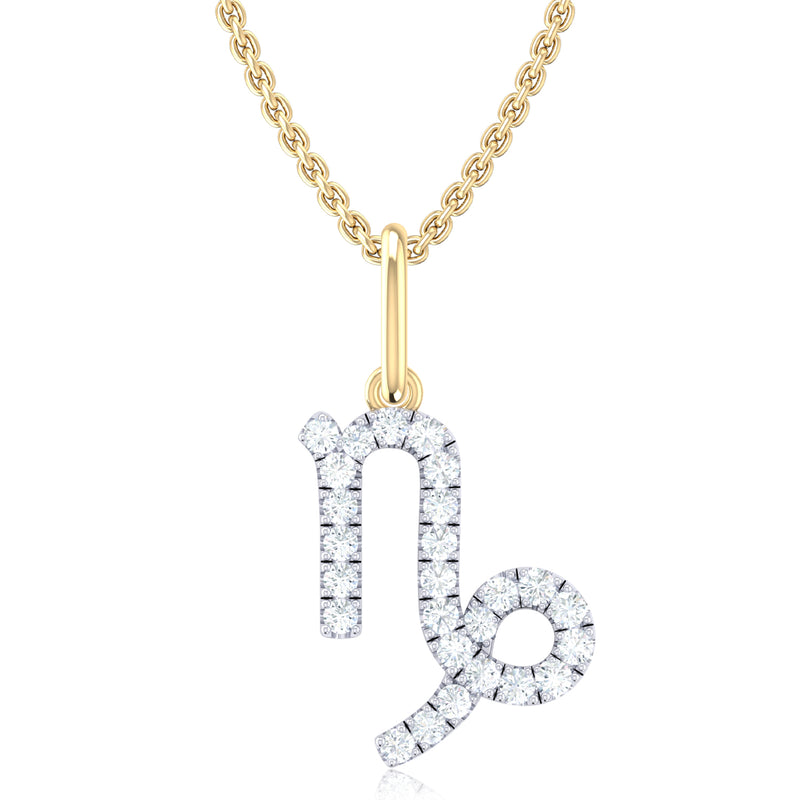 9ct Yellow Gold Round Brilliant Cut 0.15 Carat tw of Diamonds Capricorn Pendant