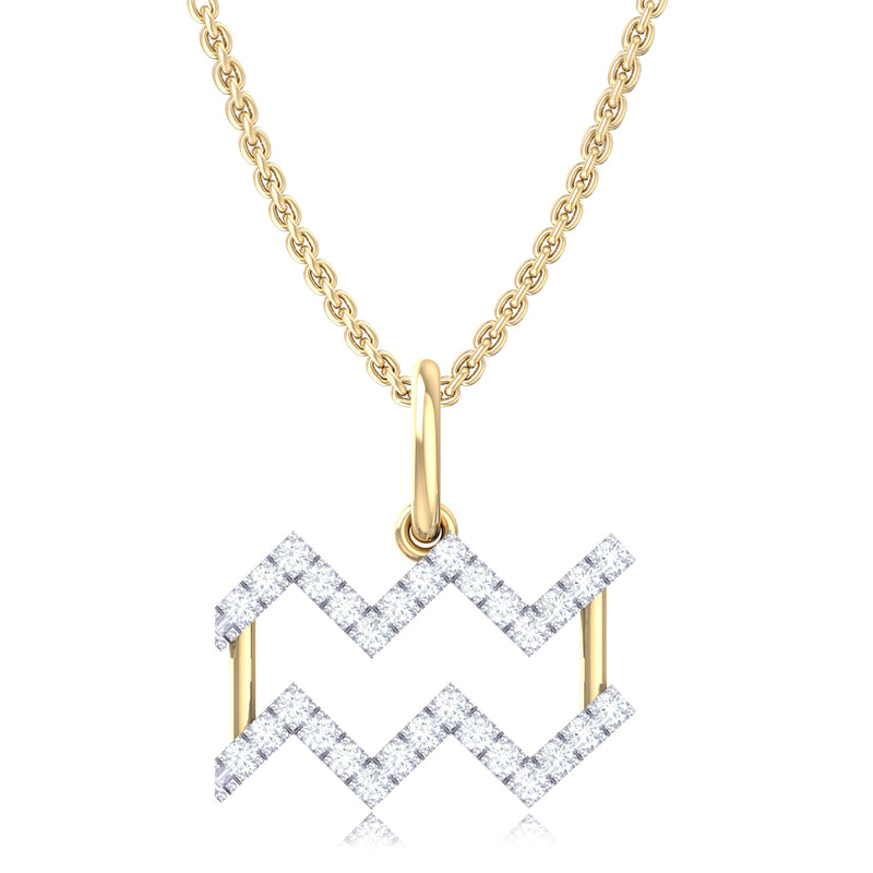 9ct Yellow Gold Round Brilliant Cut 0.15 Carat tw of Diamonds Aquarius Pendant