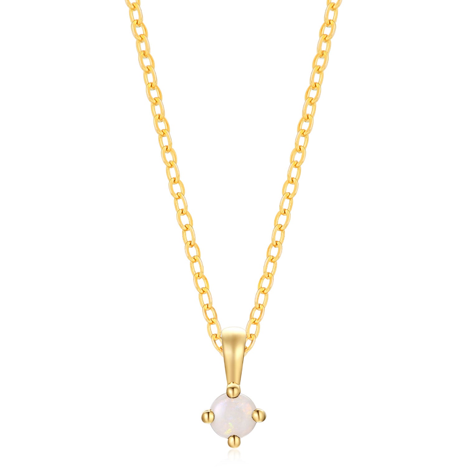 9ct Yellow Gold Round Cut 3.5 mm Opal October Pendant