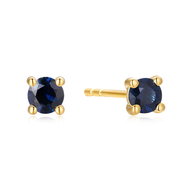 9ct Yellow Gold Round Cut 3.5 mm Sapphire September Earrings