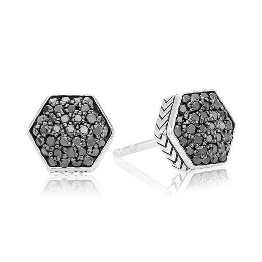 Vera Wang Love Sterling Silver Round Cut 0.35 Carat tw Black Diamond Rhodium Earrings