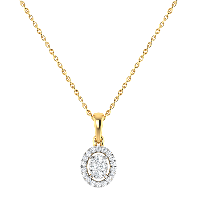 9ct Yellow Gold Round Cut 0.10 Carat tw Rhodium Plated Diamond Pendant