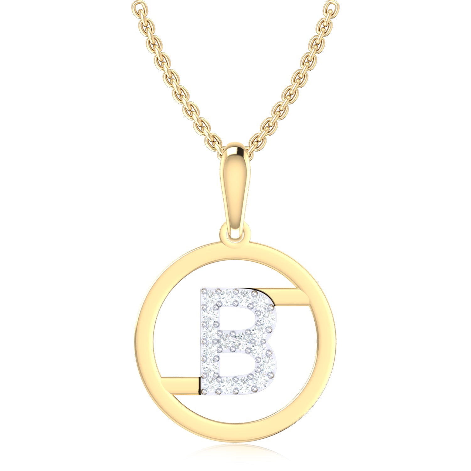 9ct Yellow Gold Initial B Rhodium Plated Pendant – Mazzucchelli's