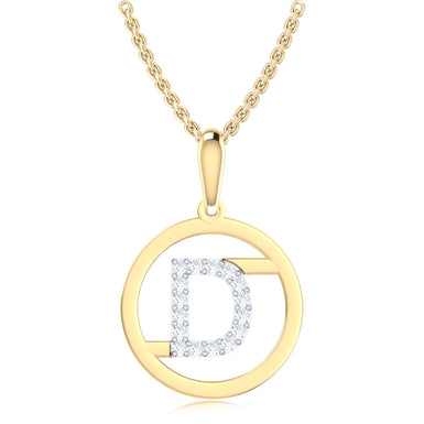 9ct Yellow Gold Initial D Rhodium Plated Pendant