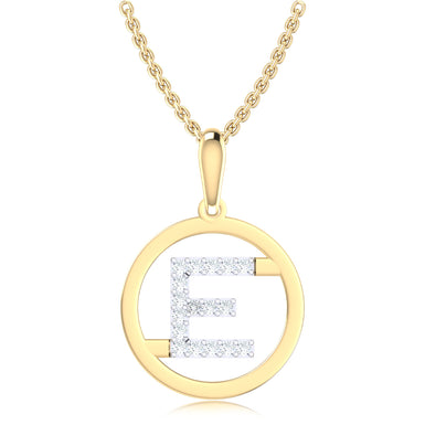 9ct Yellow Gold Initial E Rhodium Plated Pendant