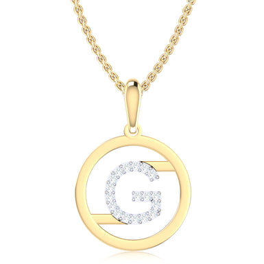 9ct Yellow Gold Initial G Rhodium Plated Pendant