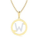 9ct Yellow Gold Initial W Rhodium Plated Pendant
