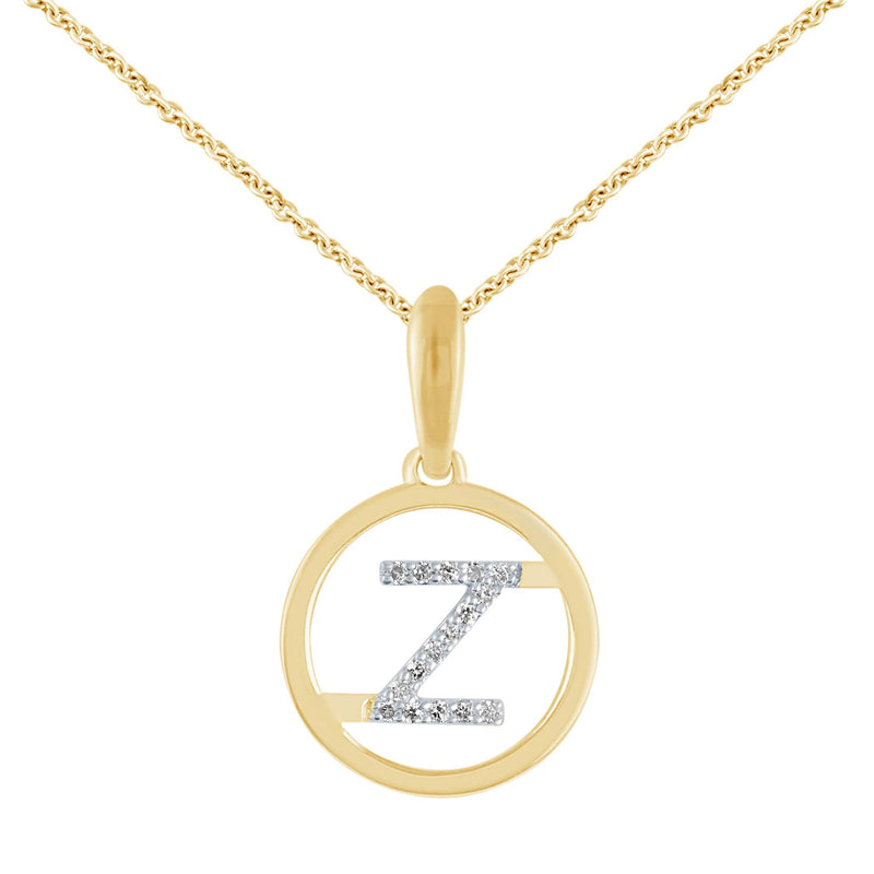 9ct Yellow Gold Initial Z Rhodium Plated Pendant