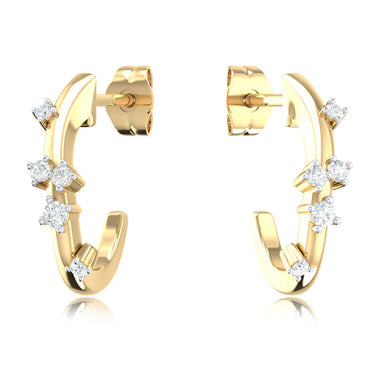 9ct Yellow Gold Round Cut 0.10 Carat tw Rhodium Plated Diamond Stud Earrings