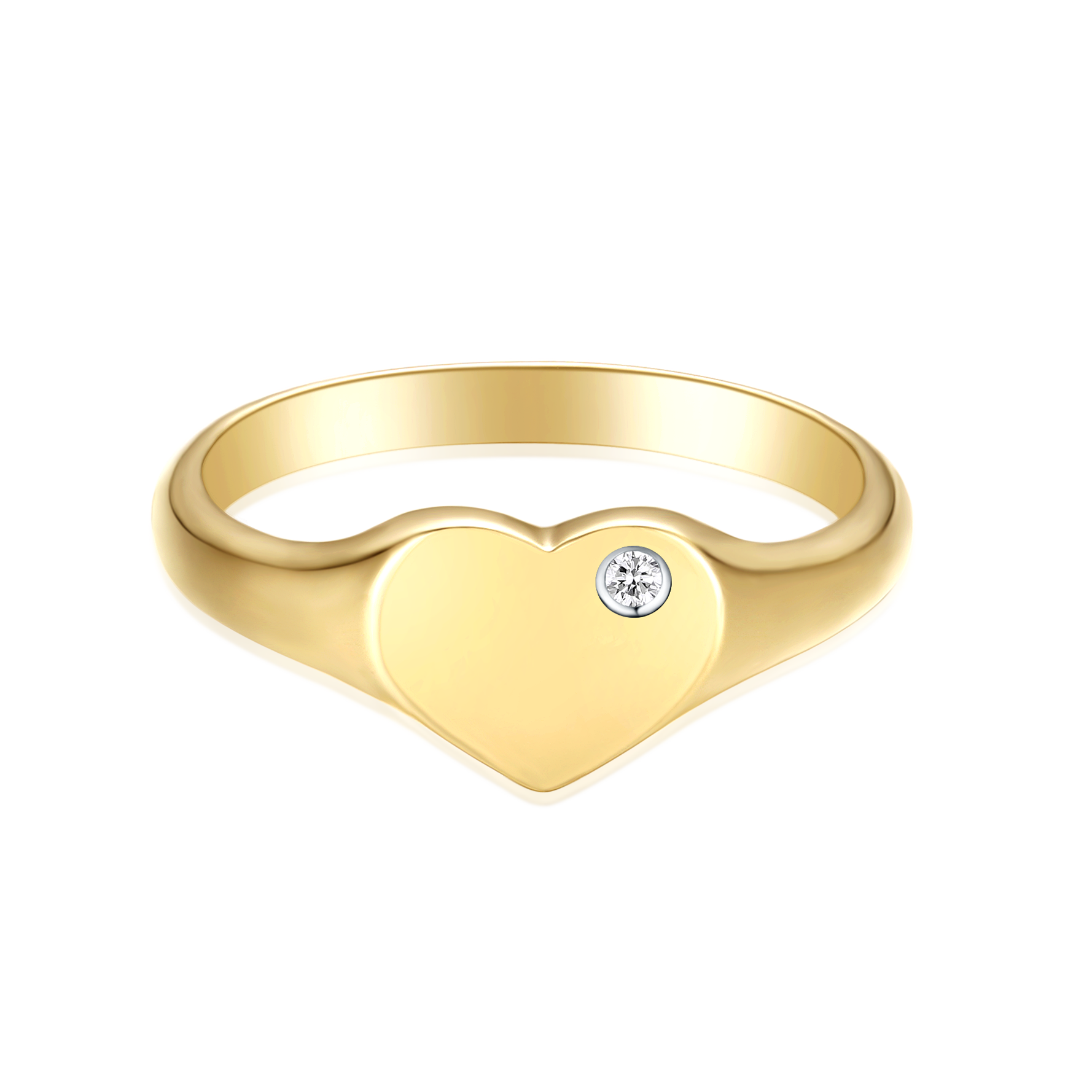 9ct Yellow Gold Round Cut Diamond Heart Children's Signet Ring –  Mazzucchelli's