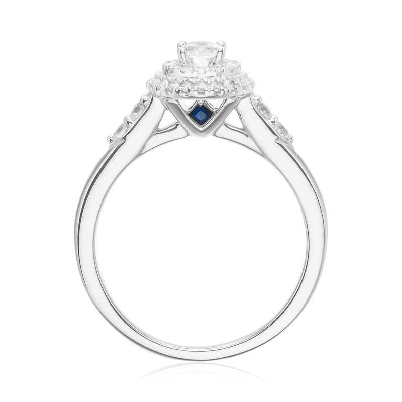Vera Wang 18ct White Gold Oval & Round Brilliant Cut 0.58 Carat tw Diamond Ring
