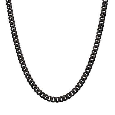 Stainless Steel Black Tone Round 60cm Black Sapphire Curb Chain