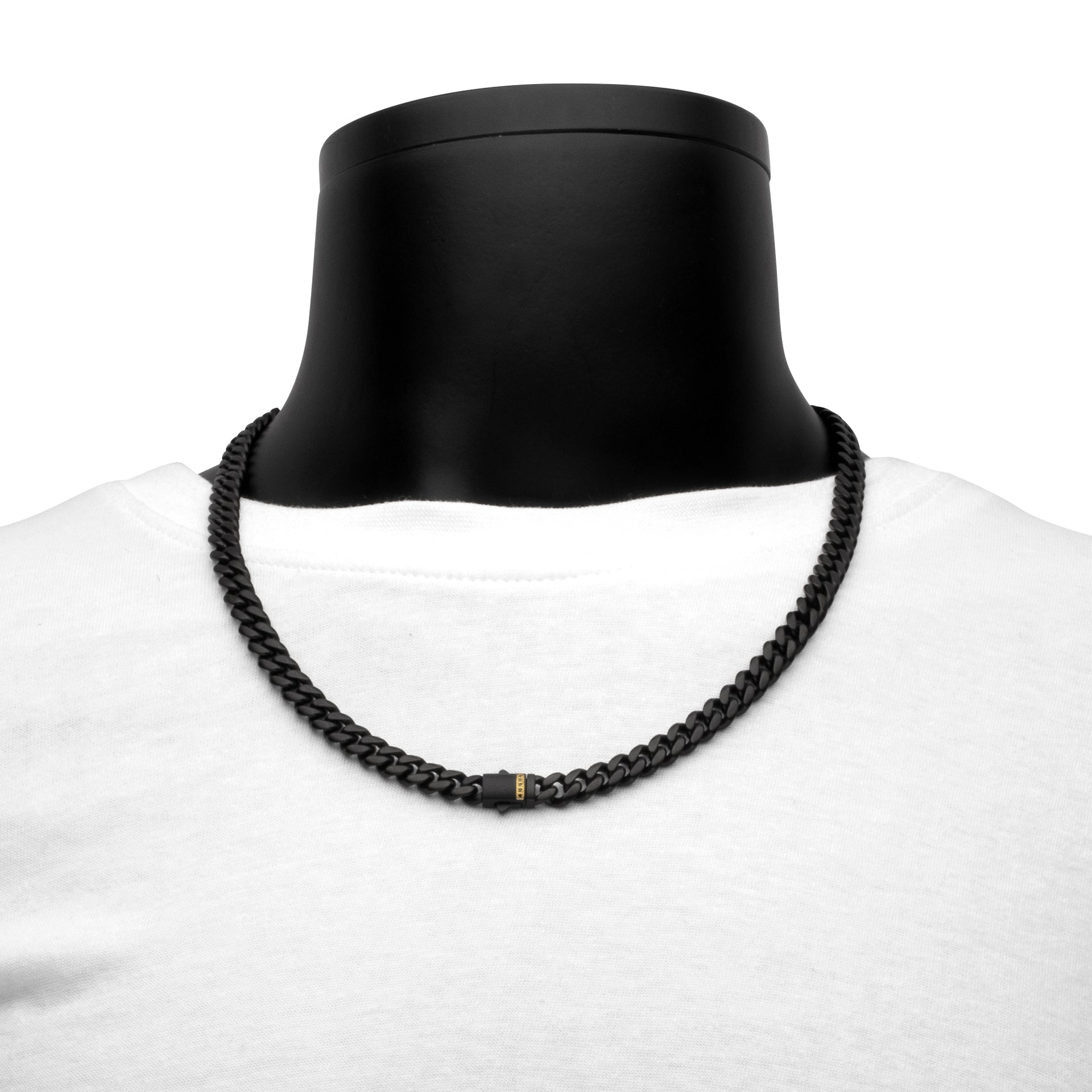 Stainless Steel Black Tone Round 60cm Black Sapphire Curb Chain