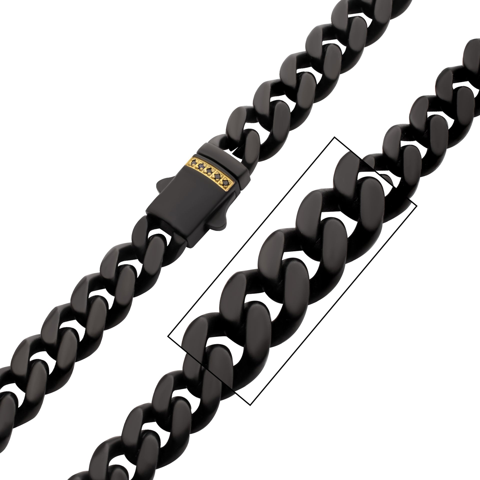 Stainless Steel Black Tone Round 60cm Black Sapphire Curb Chain