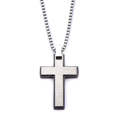 Stainless Steel 55cm Cross Pendant with Chain