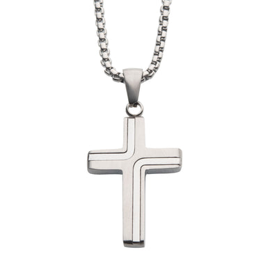 Stainless Steel 55cm Cross Pendant and Chain