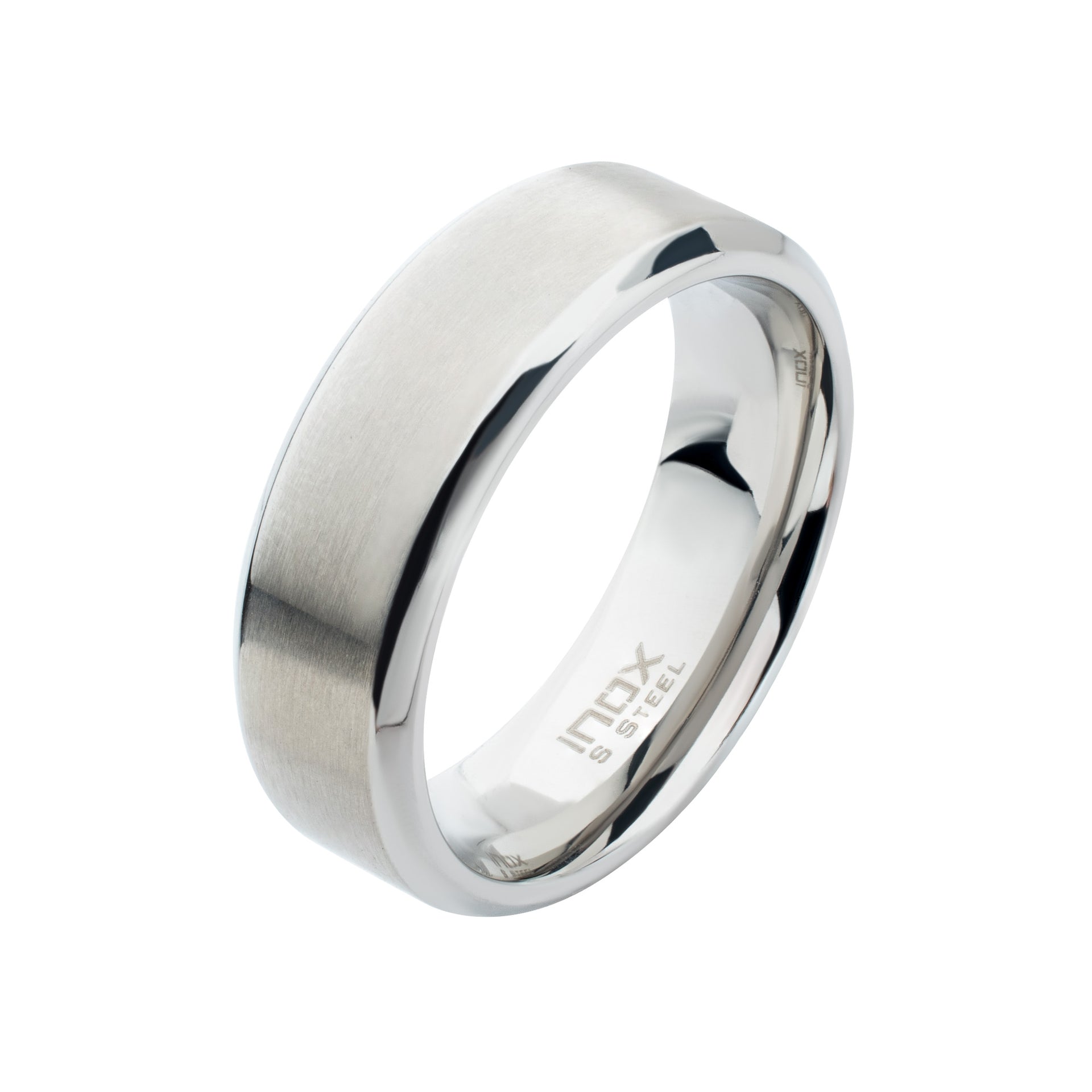 Stainless Steel 8mm Matte Bevel Ring