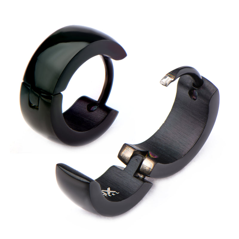 Stainless Steel Black Tone 9mm Men's Huggies