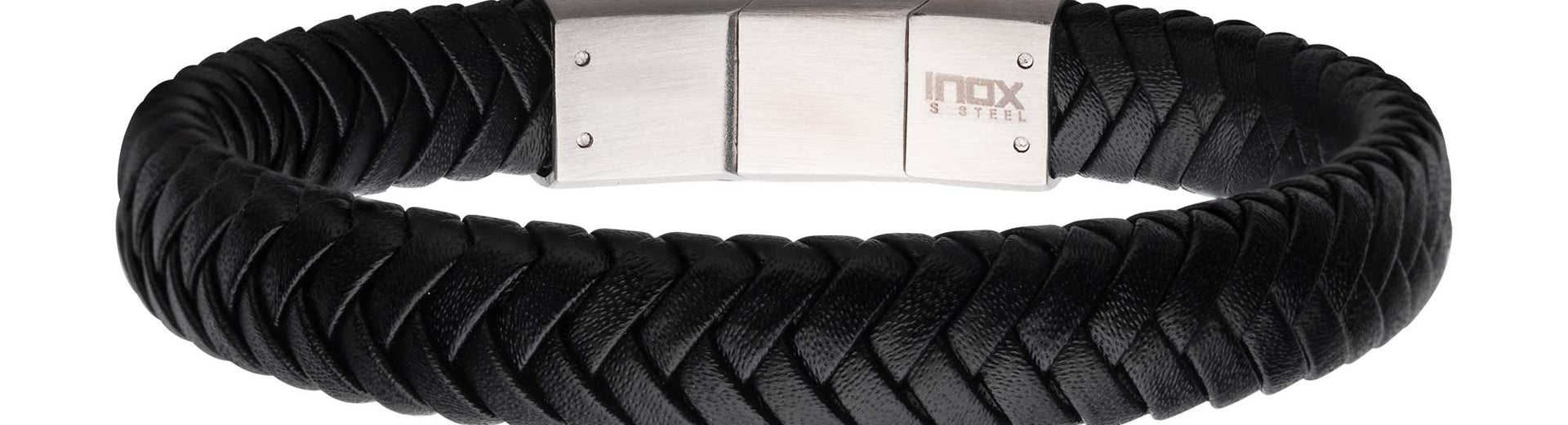 Leather 21cm Men's Black Bracelet