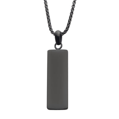 Stainless Steel Rectangle 56cm Men's Black Pendant with Chain
