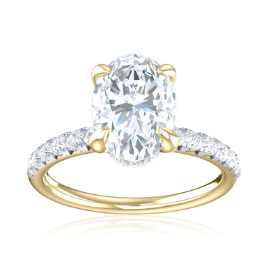 18ct Yellow Gold Oval & Round Brilliant Cut 1.80 Carat tw Lab Grown Certified Diamond Ring