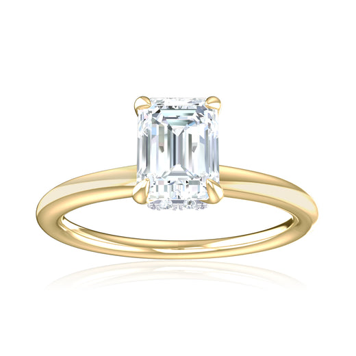 18ct Yellow Gold Emerald & Round Cut 0.55 Carat tw Lab Grown Certified Diamond Ring