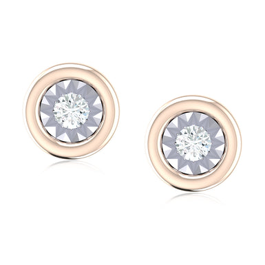 9ct Rose Gold Round Cut 0.10 Carat tw Diamond Stud Earrings