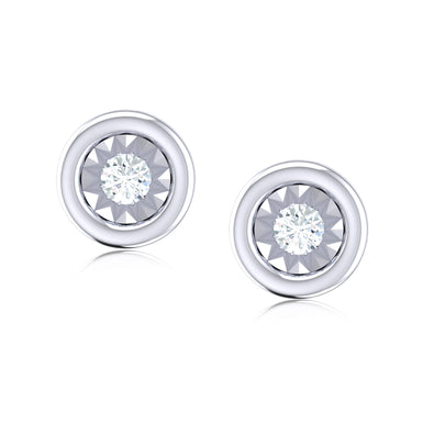 9ct White Gold Round Cut 0.15 Carat tw Diamond Stud Earrings