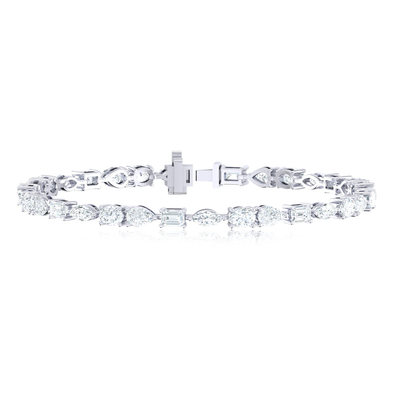 18ct White Gold Marquise, Oval, Pear & Round Cut 6 Carat tw Tennis Lab Grown Diamond Bracelet