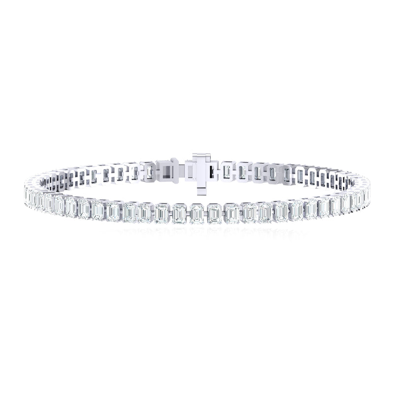18ct White Gold Emerald Cut Lab Grown 6.00 Carat tw Lab Grown Diamond Tennis Bracelet