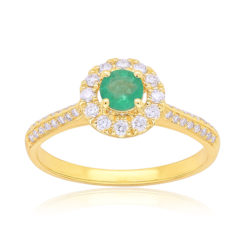 Heirloom 18ct Yellow Gold Round Cut 4mm Emerald 0.25 Carat tw Ring